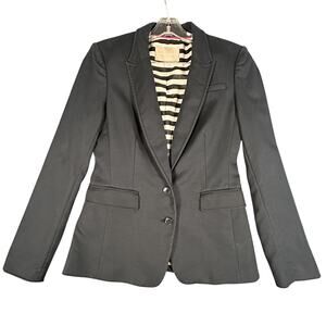 Banana Republic Blazer Womens 6 Blk Fitted Striped Lining Stretch Office Jacket‎